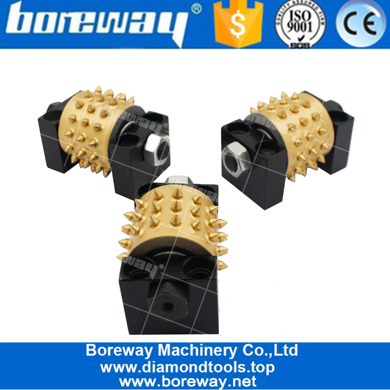 सुपर क्वालिटी पिरामिड 45 दांत बुश हैमर रोलर ग्रेनाइट संगमरमर कंक्रीट पीस के लिए धारक के साथ