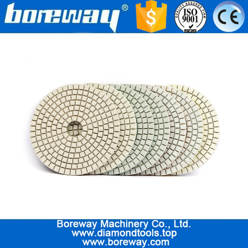 Supply 4" 100mm 7pcs Diamond Flexible Polishing pad For Stone Granite Wet Use polishing tool