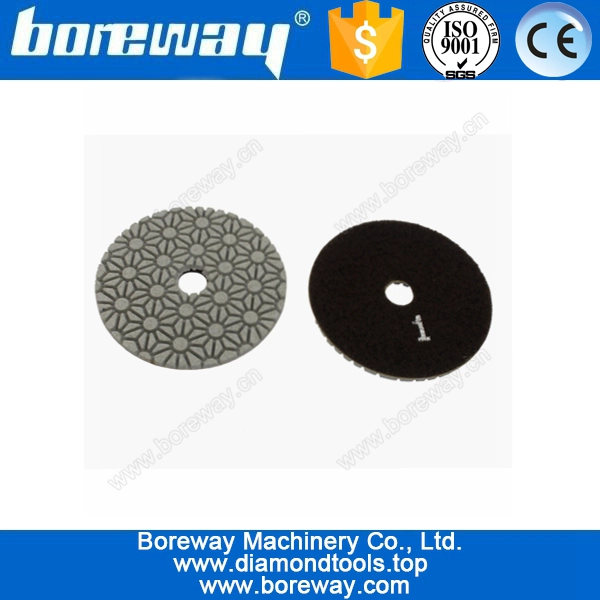 Поставка 4-дюймовая трехшаговая гранитная гибкая алмазная сухая полировальная подушка, 3-х шаговая мраморная алмазная полировальная подушка