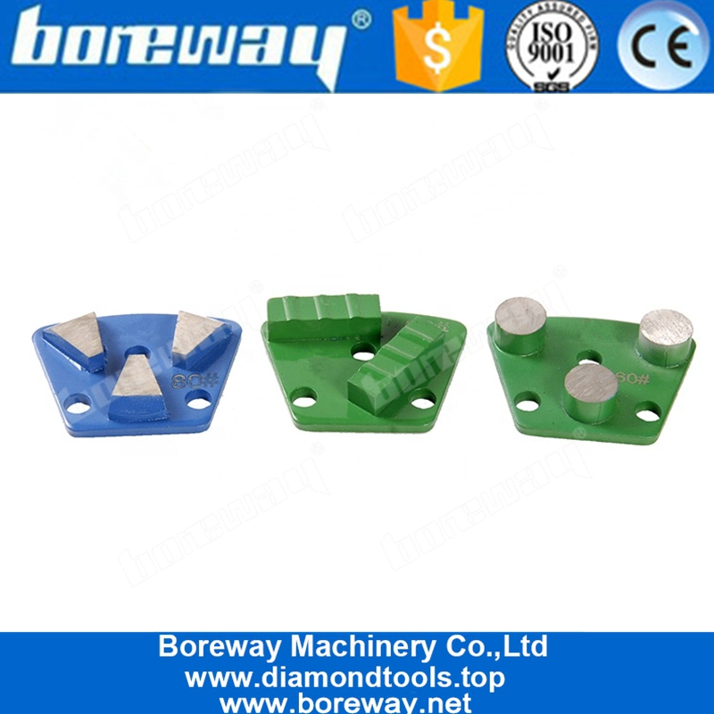 Pattini abrasivi diamantati a tre segmenti in metallo con filetto M6 a 3 fori