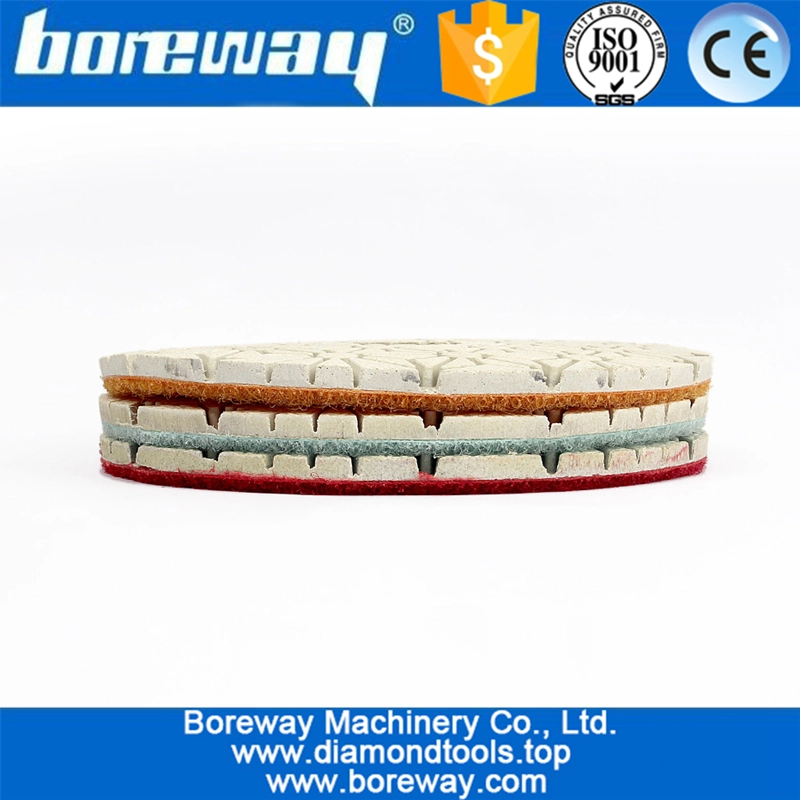 तीन चरण पॉलिशिंग पैड अभद्र उपकरण गीले का उपयोग ग्रेनाइट इंजीनियर पत्थर को चमकाने के लिए करते हैं