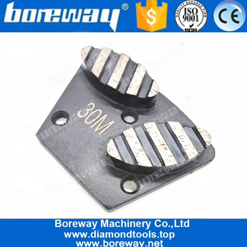 Due segmenti ovali con disco diamantato per affilare il pavimento diamantato a strisce per la rimozione del rivestimento del pavimento in cemento