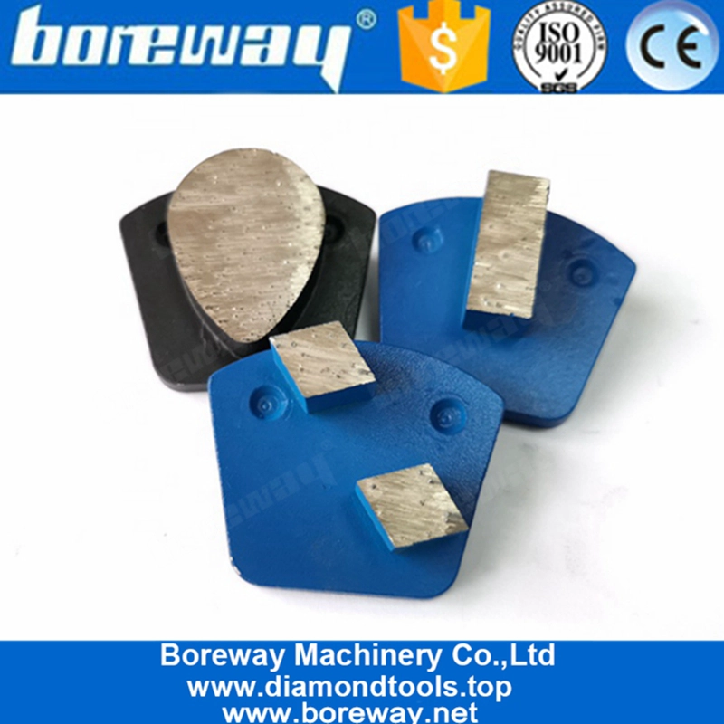 Two Rhombus Segments Double Pins Quick Lock Grinding Shoes For Concrete Floor Renovation