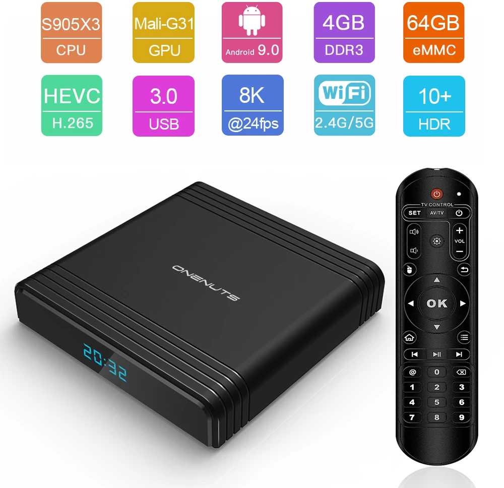 Newest Amlogic S905X3 Android 9.0 4G RAM 64G eMMC 8K Set Top Box With Dual WiFi USB 3.0 TV Box