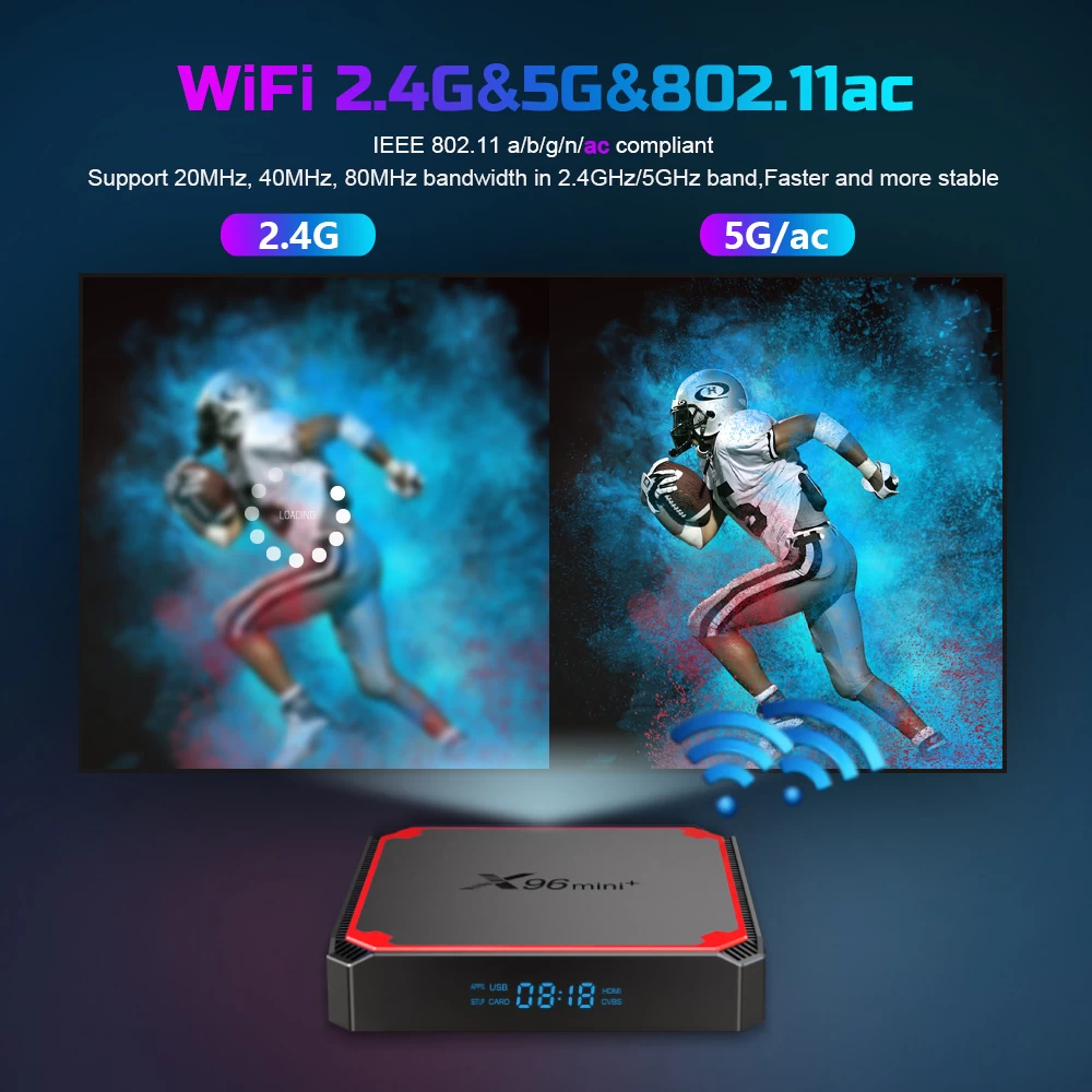 X96Mini Newest Chinpset Amlogic S905W4 Android 9.0 Quad Core TV Box with Amlogic Dual Band WiFi