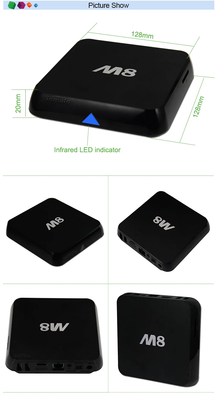 XBMC Android kitkat TV box Amlogic 8726 M8 android tv box S802 quad core 2.0GHz 2GB 16GB Bluetooth 2.4G/5G Dual WiFi