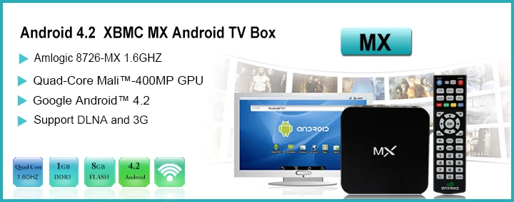 Smart Android TV BOX Amlogic8726 Dual Core MX xbmc tv receiver MX