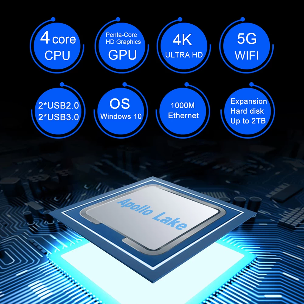 Intel Mini PC Computer support for SSD HDD Apollo lake Windows 10