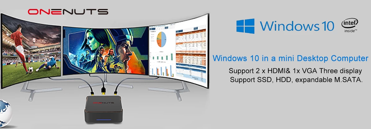 Intel Mini PC Computer support for SSD HDD Apollo Lake Windows 10