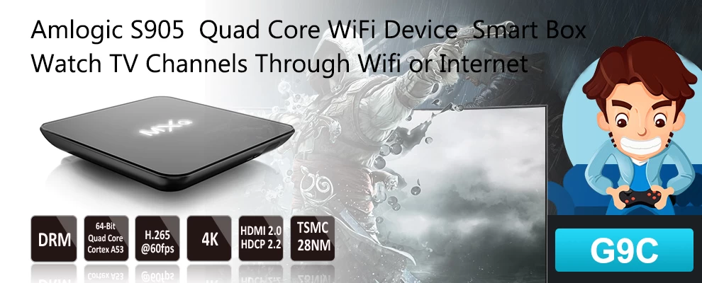 Android 5.1 Amlogic S905 Quad Core Full HD Media Player 1080P Android TV Box Quad Core Box G9C