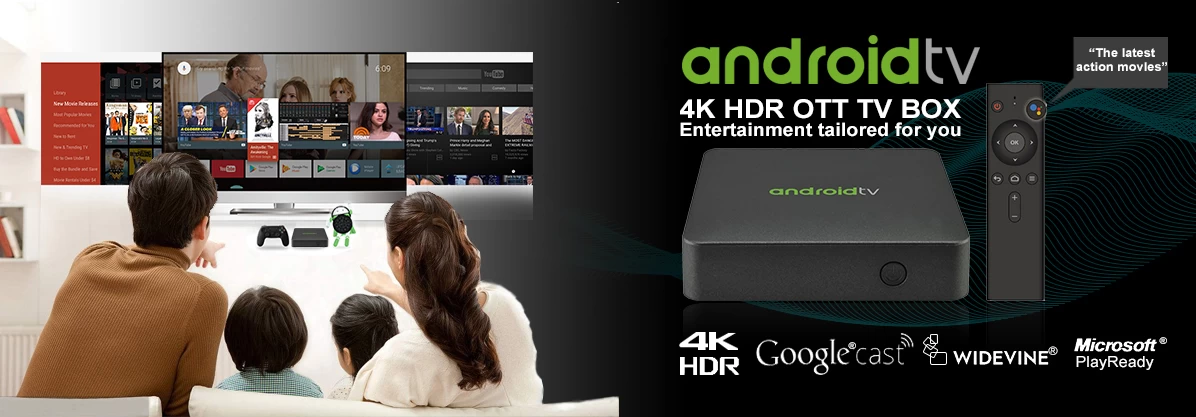 Sistema operativo de Android TV del control de voz de Google del  decodificador de 4K Android TV