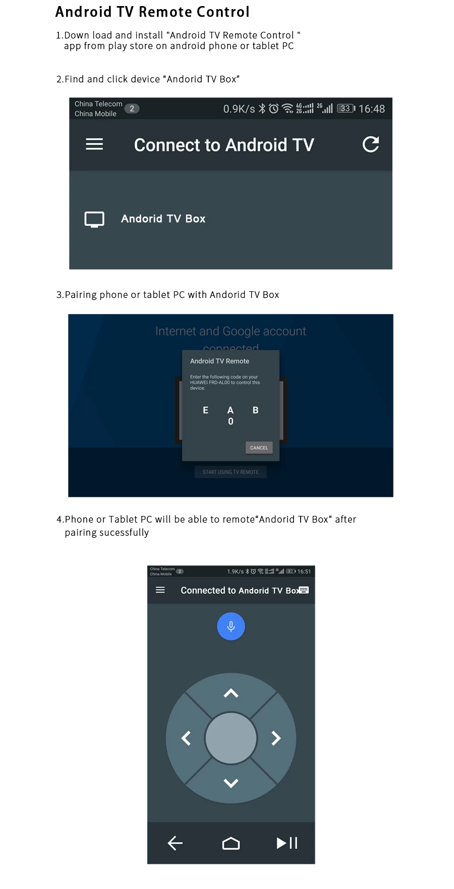 Sistema operativo de Android TV del control de voz de Google del  decodificador de 4K Android TV