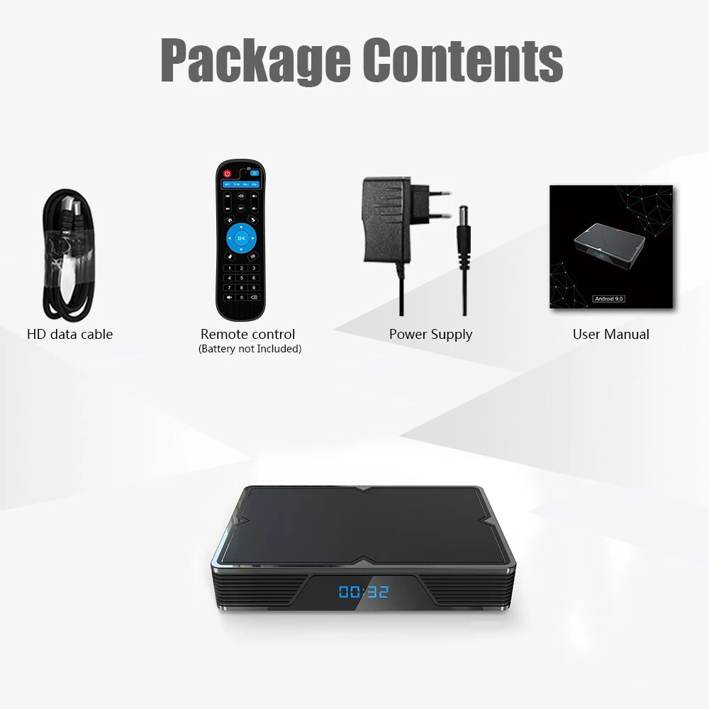 Android 9.0 TV Box Allwinner H6 Chip 4GB 32GB with LED Display Dual Band WiFi LAN Bluetooth USB3.0