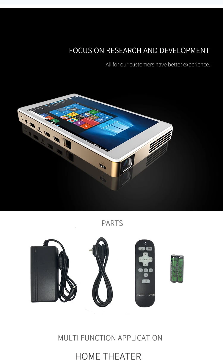 Windows 10 Projector, World First Mini PC 2 in 1, Mini PC Protable Tablet Projector Onenuts T1