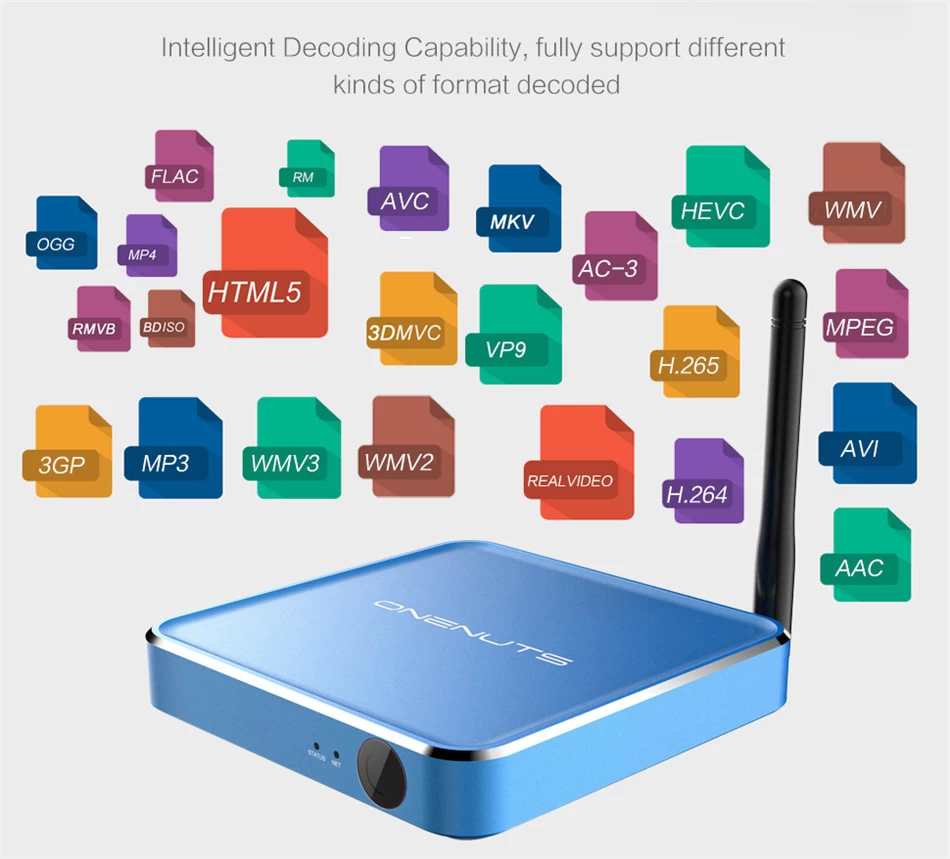 2-in-1 Octa Core Streaming Media Player & Game Android TV Box with Android 6.0 Marshmallow 2G DDR3 16G eMMC Dual-Band AC WIFI support KODI YouTube Netflix Facebook and many more - Onenuts Nut 1 Blue