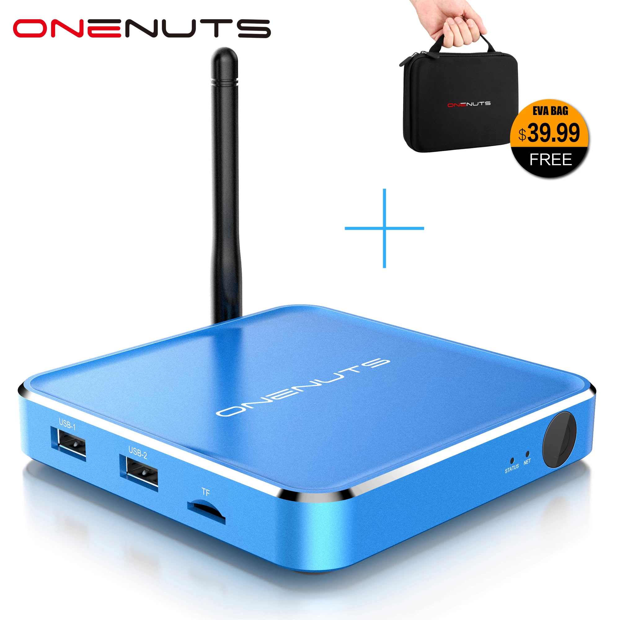 2-in-1 Octa Core Streaming Media Player & Game Android TV Box with Android 6.0 Marshmallow 2G DDR3 16G eMMC Dual-Band AC WIFI support KODI YouTube Netflix Facebook and many more - Onenuts Nut 1 Blue