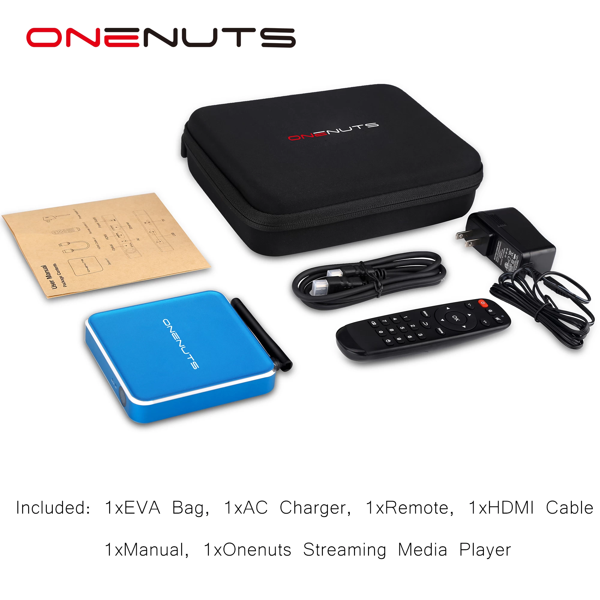 2 合 1 八核流媒体播放器和游戏 Android 电视盒，带 Android 6.0 Marshmallow 2G DDR3 16G eMMC 双频 AC WIFI 支持 KODI YouTube Netflix Facebook 等等 - Onenuts Nut 1 蓝色