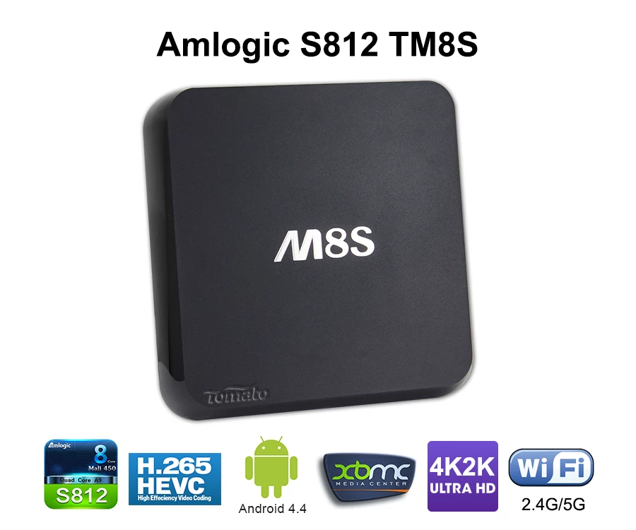 4 K Media Player le premier S812 Amlogic Quad Core Smart TV Box décoder entièrement les deux H264 et 265 TM8S