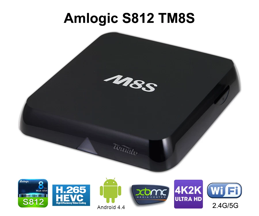 4 K 미디어 플레이어 첫 번째 Amlogic S812 쿼드 코어 스마트 TV 상자를 완전히 디코딩 모두 H264 & 265 TM8S