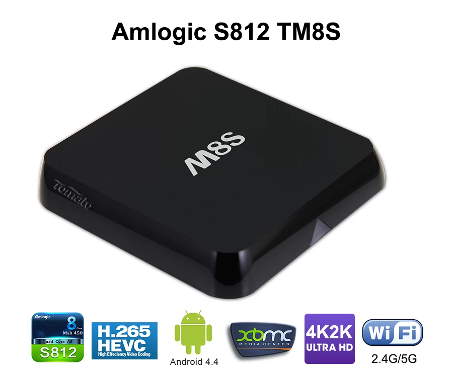 4 K 미디어 플레이어 첫 번째 Amlogic S812 쿼드 코어 스마트 TV 상자를 완전히 디코딩 모두 H264 & 265 TM8S