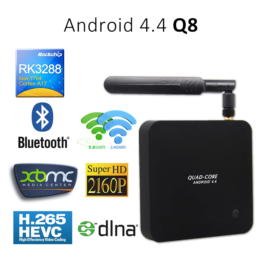 4K Media player Rockchip 3288 Quad-Core Android Tv 4.4 boîte Q8