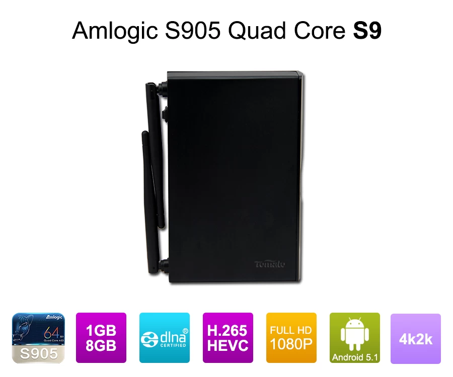 Amlogic S905 Quad Core Android 5.1 Lollipop 1G 8G 4K 2K UHD Output Media Player S9