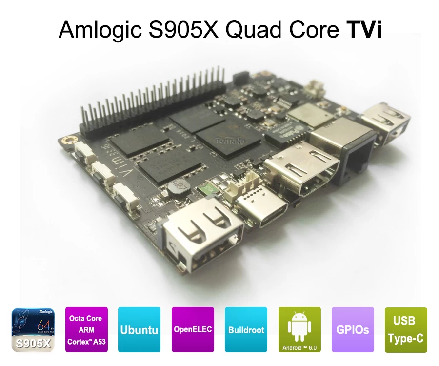 Amlogic S905X DIY OTT Buildroot Android OpenELEC / Ubuntu / KODI / Dual Boot TV BOX Support GPIO