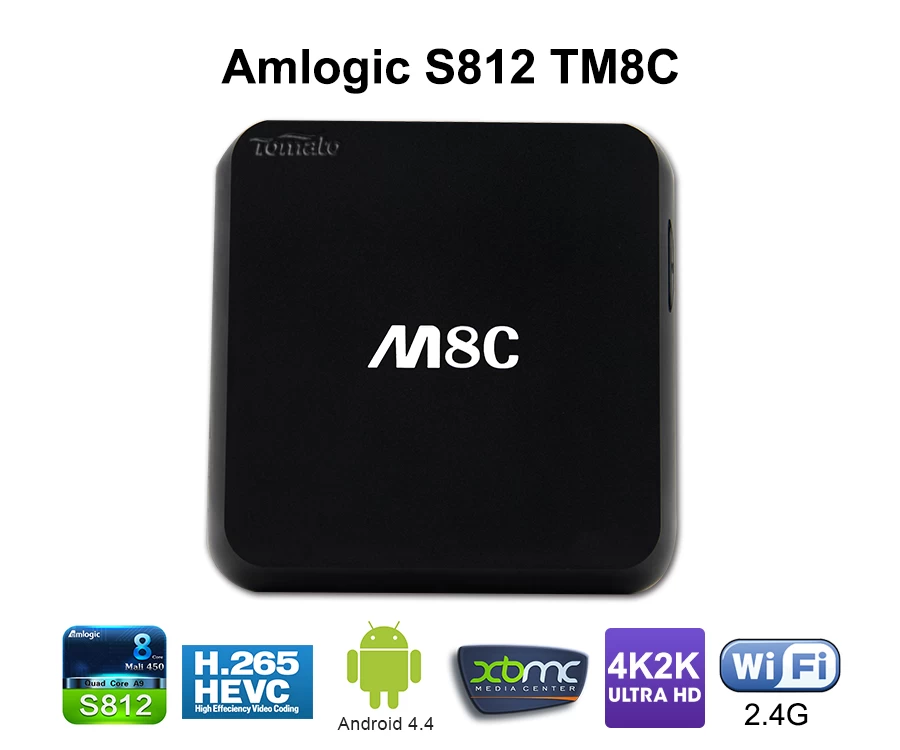 4.4 Android Smart Tv Box Amlogic S812 Quad Core avec Bluetooth 4.0 Support UHD 4K H.265 TM8C