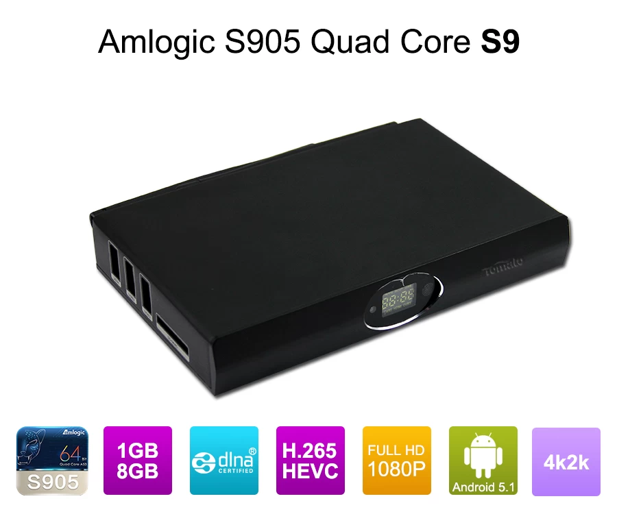 Android 5.1 Quad Core Cortex A53 Amlogic S905 Lollipop TV box S9 smart tv box