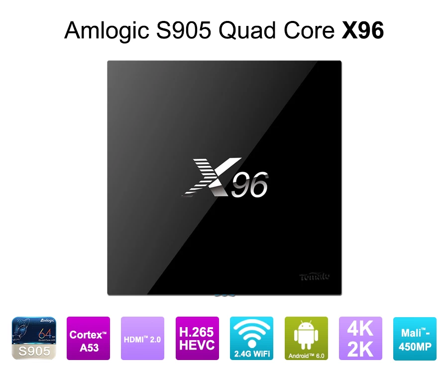 Android guimauve 6,0 Amlogic S905X TV Box quadricœur TV Box OTT Smart TV-Box X 96