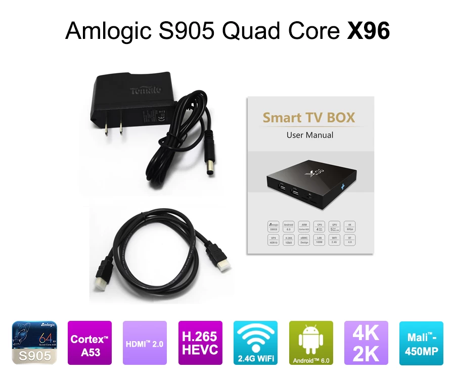 Android 6.0 Marshmallow Amlogic S905X TV Box Quad Core TV Box OTT Smart TV Box X 96