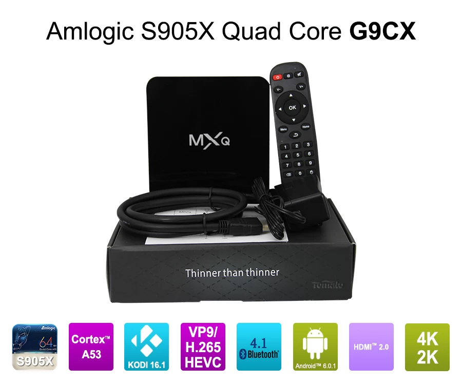 Android 6.0.1 Quad-Core Android TV Box OTT Amlogic S905x Smart TV Box G9Cx
