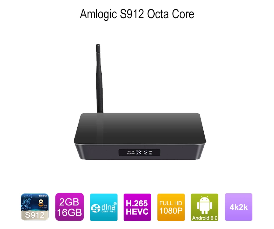 Android Box Amlogic S912 Octa Core Android 6.0 Smart TV Box محمل بالكامل 4K Ultra HD Internet Streaming Media Player
