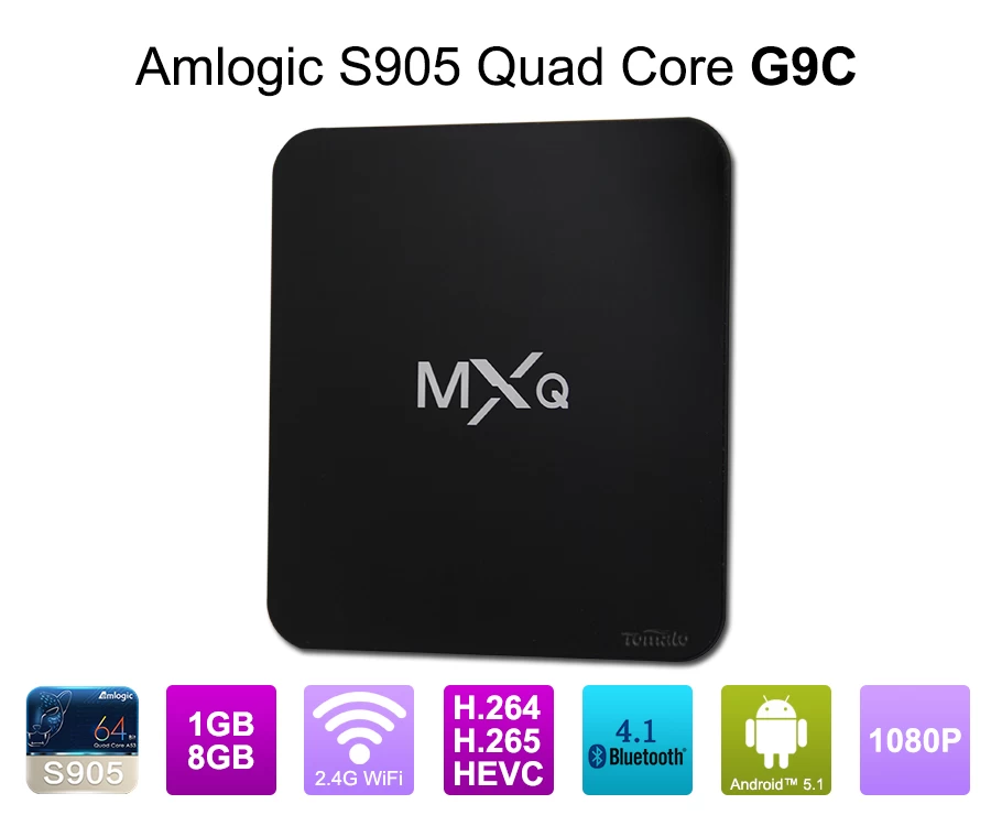 Android TV Box Quad Core S905 Chipset 1G RAM 8 G ROM Android 5.1 Amlogic S905 Quad-Core 64 bits Cortex-A53 jusqu'à 2,0 GHz G9C
