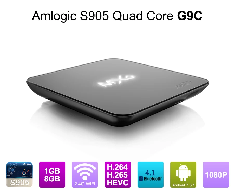 Андроид TV Box Quad Core S905 набор микросхем 1G RAM 8 G Android ROM 5.1 Amlogic S905 Quad-Core 64-разрядных Cortex-A53 до 2,0 ГГц G9C