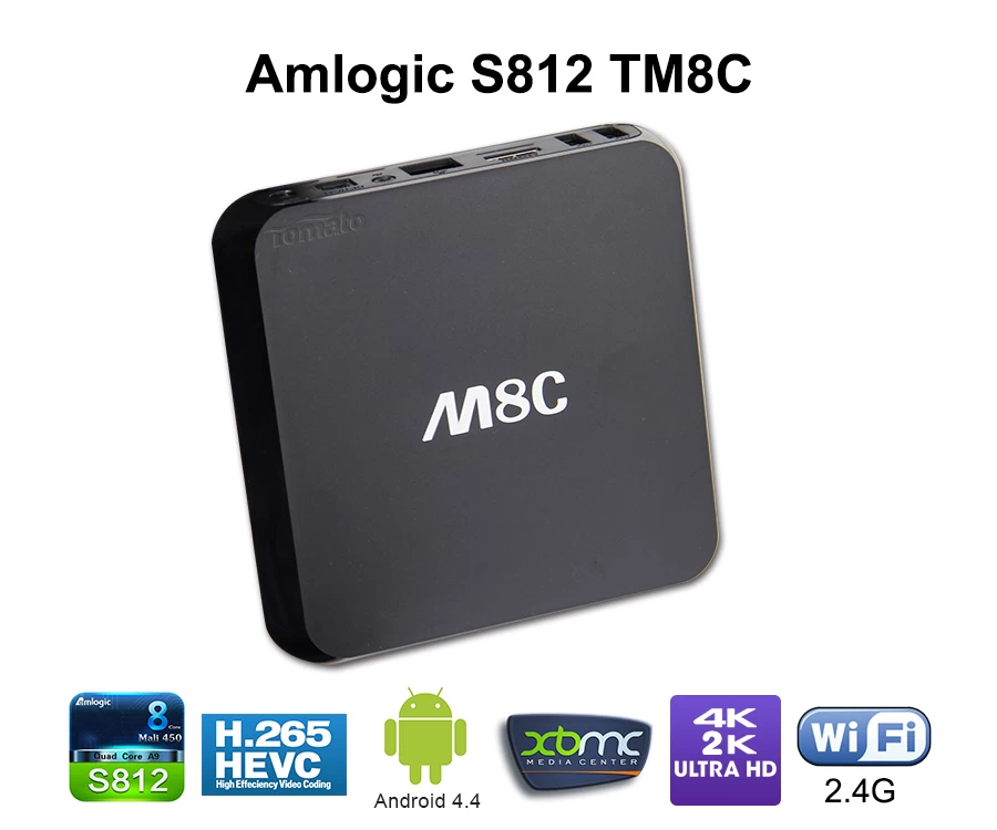 第一 1 GB RAM AMLS812 智能电视盒完全的 android 电视四核心解码 4K2K TM8C