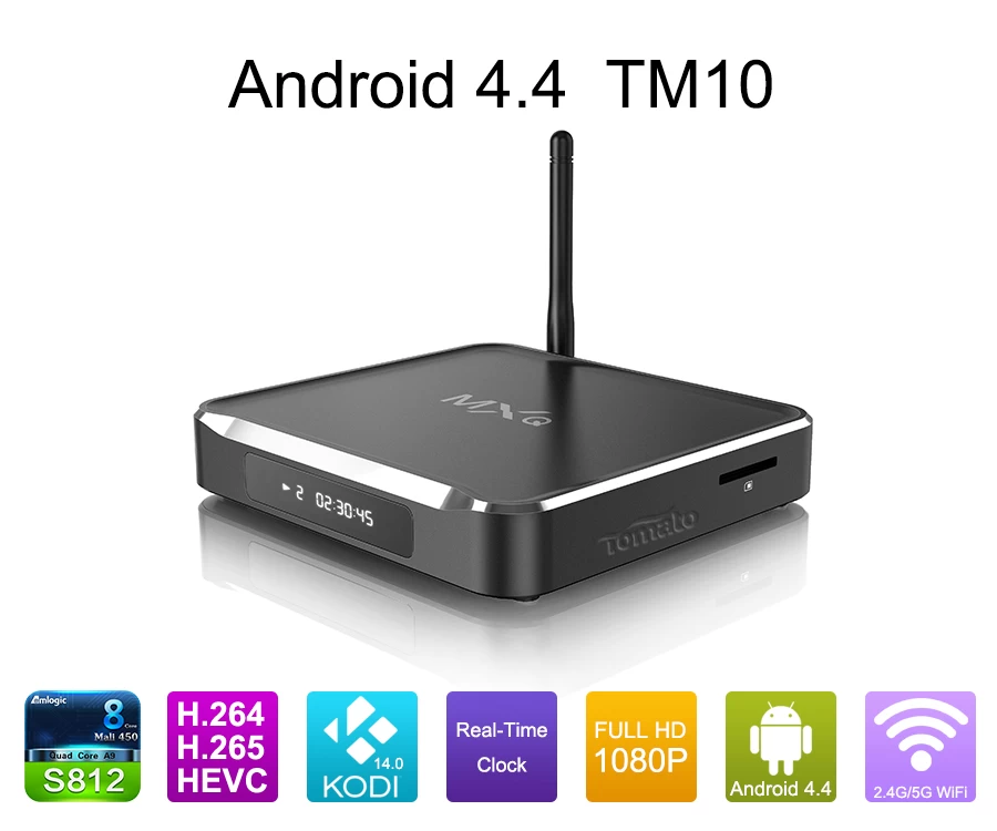 الروبوت التلفزيون رباعية النوى دعم Bluetooth™ 4.0 Android™ 4.4 كيتكات جوجل الروبوت 4.4 التلفزيون مربع TM10