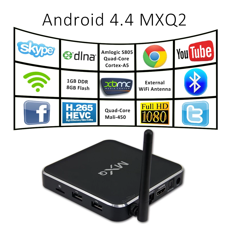 Quad Core TV Box Amlogic S805 H265 Decode Media Player MXQ2