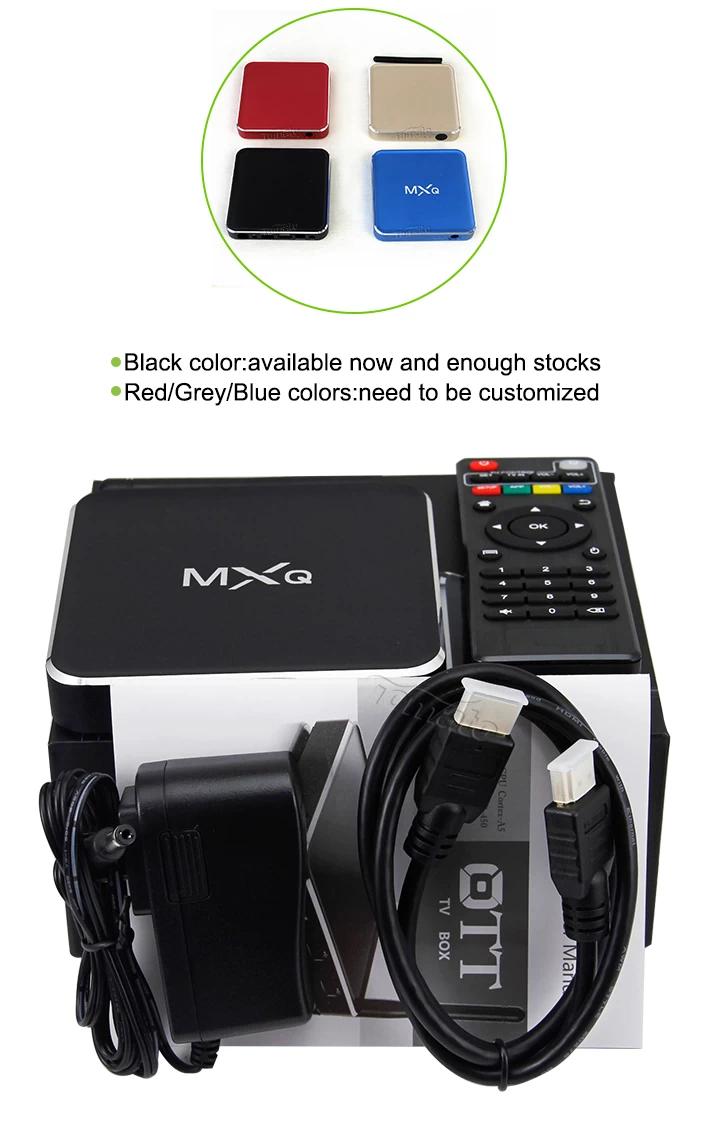 رباعية النوى التلفزيون مربع أملوجيك S805 H265 فك MXQ2 مشغل الوسائط