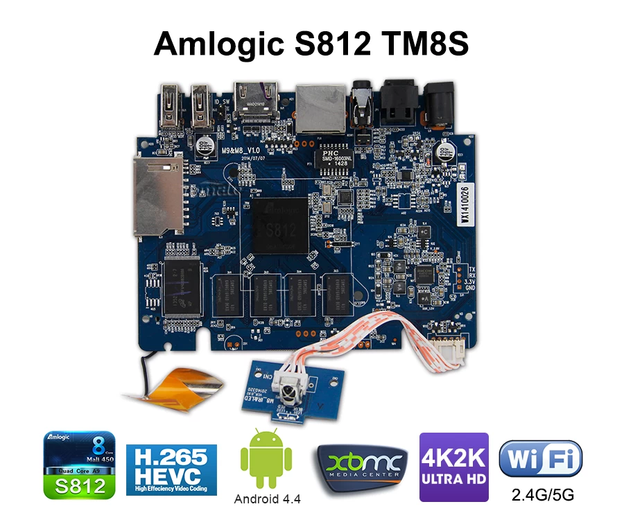 Quad Core TV Box Amlogic S812 bi-bande Wifi Android TV Box TM8S