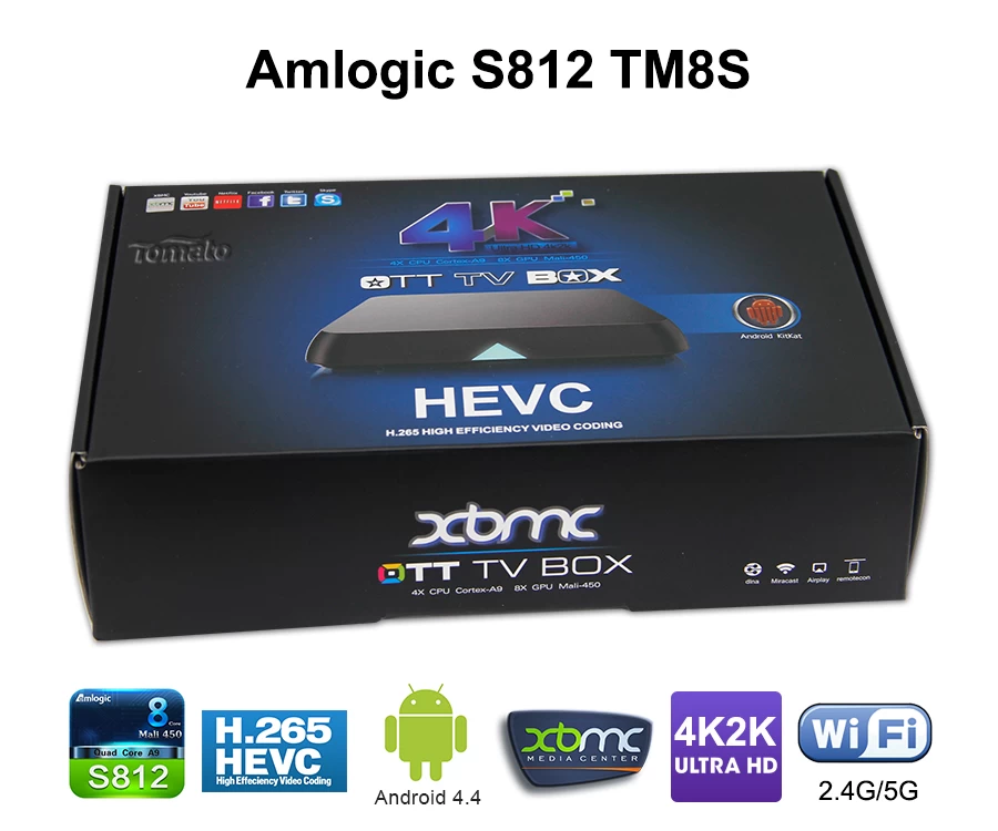 스마트 안 드 로이드 TV 박스 Amlogic S812 쿼드 코어 피 질 A9r4 2.0 g h z Android™ 4.4 KitKat TM8S