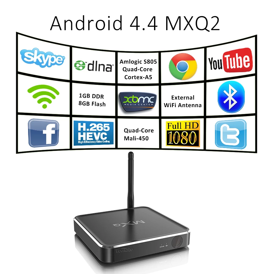安卓智能电视盒谷歌 Android 4.4 XBMC 流媒体播放器 MXQ2