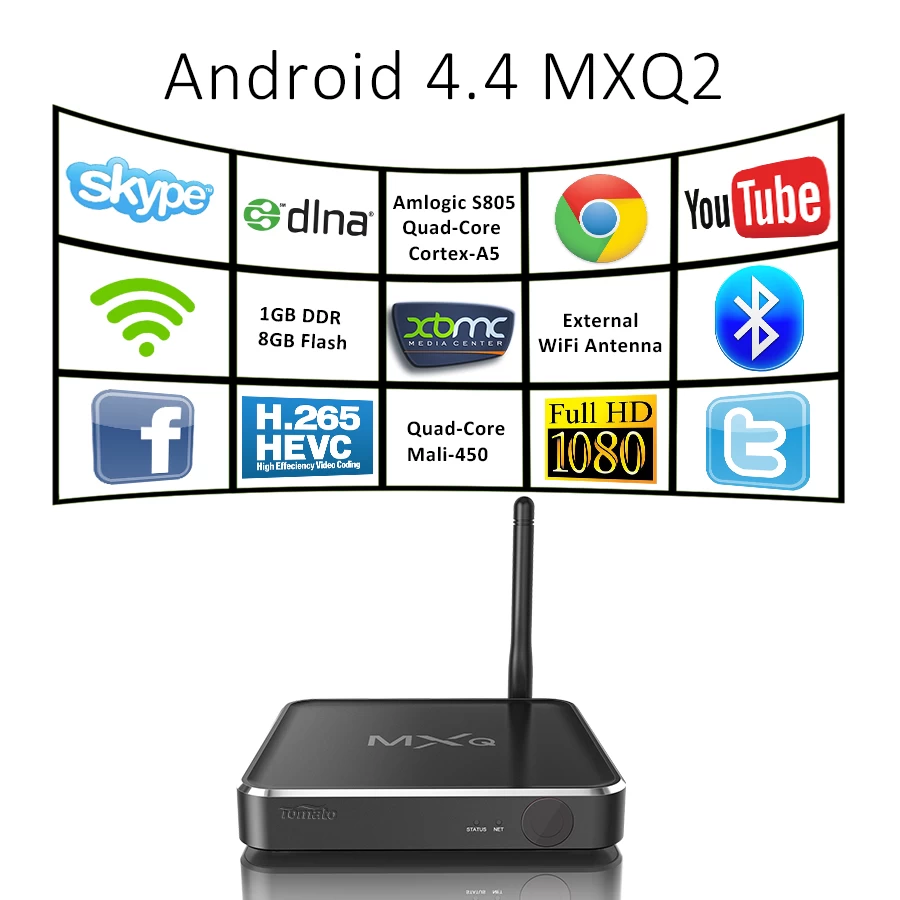 安卓智能电视盒谷歌 Android 4.4 XBMC 流媒体播放器 MXQ2