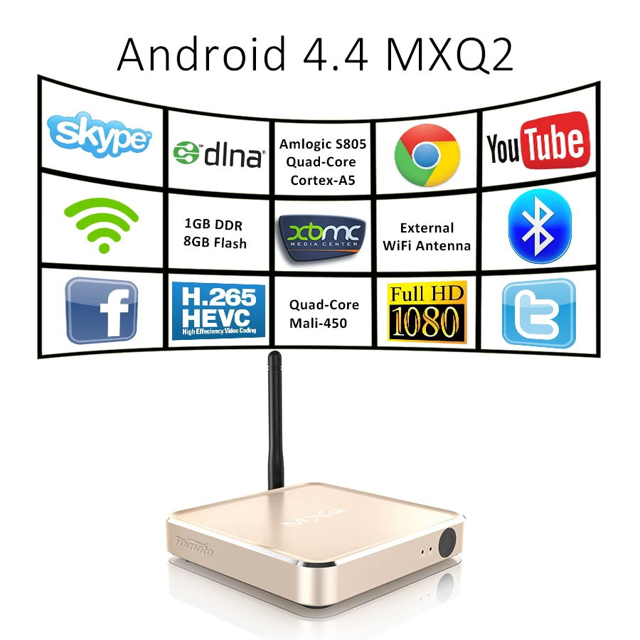 تلفزيون الروبوت الذكية مربع جوجل الروبوت 4.4 XBMC الجري لاعب MXQ2