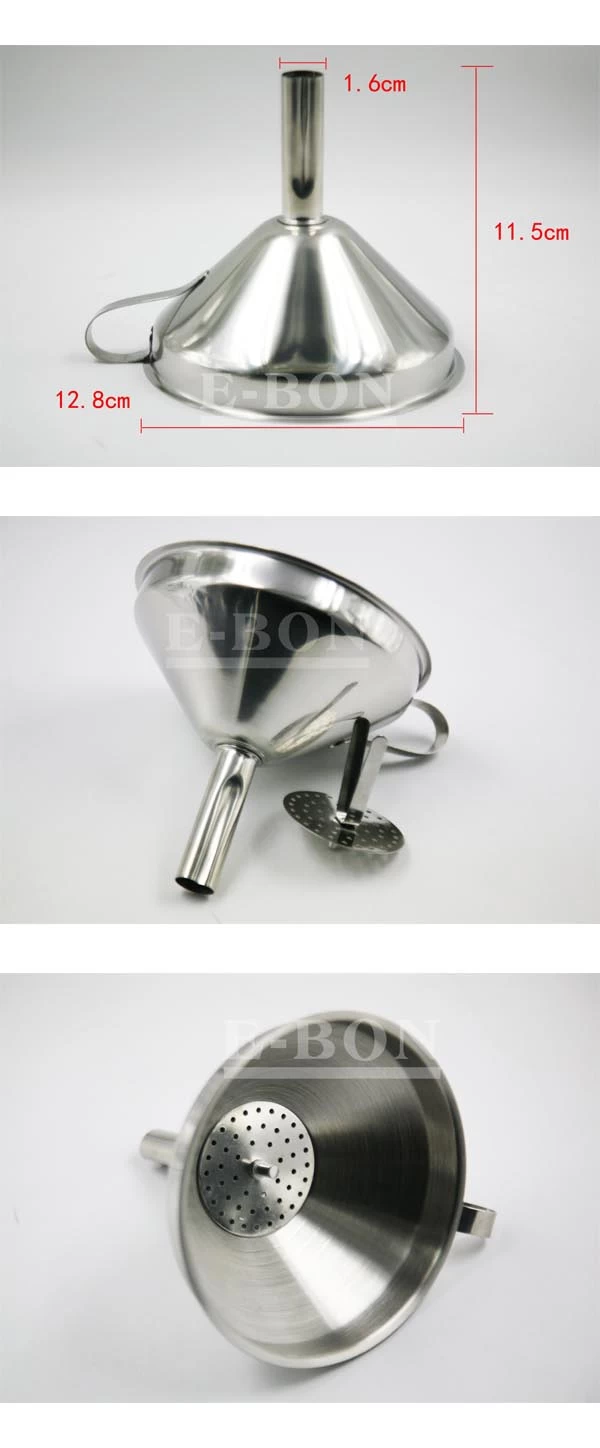 Stainless Steel Funnel With Detachable Strainer 