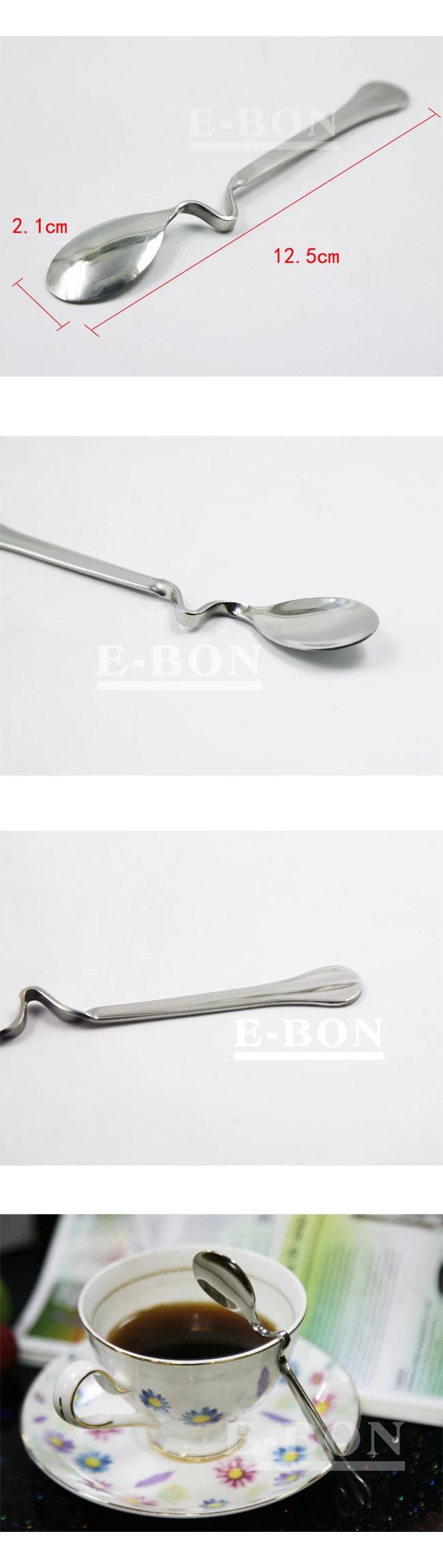 Stainless steel twisted spoon