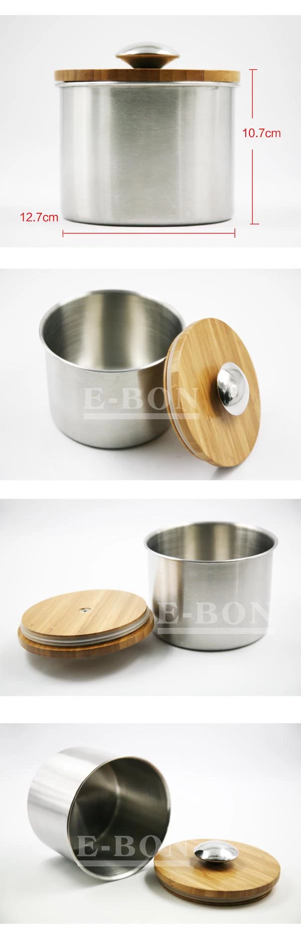 Stainless Steel Storage Pot/ Can/ Jar with Wooden Lid