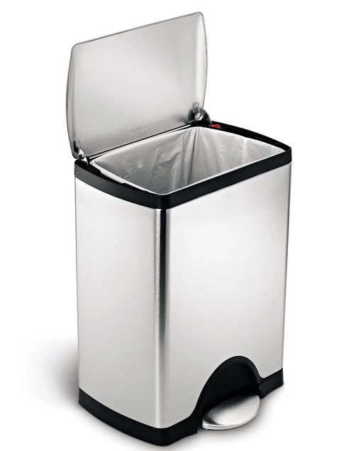 40 L Rectangular Stainless Steel With Plastic Lid Trash Can