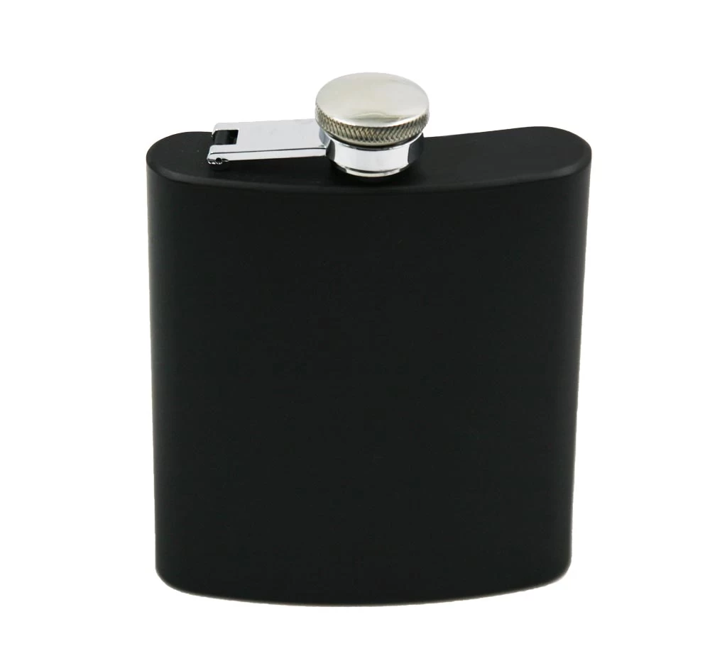8oz Stainless Steel Hip Flask Black Pocket Bottle for Whiskey Liquor EB-HF007
