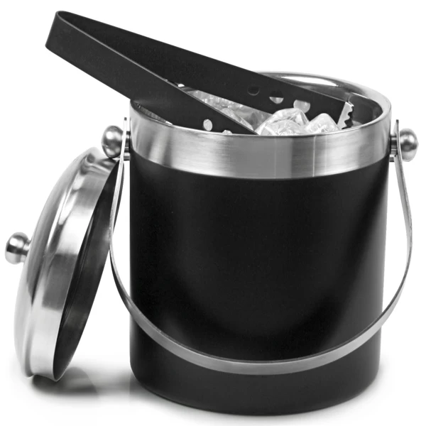 Black Stainless Steel Ice Bucket with Tongs